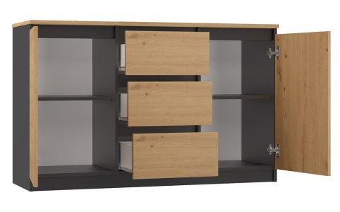 Komoda COSTA 1D3S/2D3S BA ANTRACYT DĄB ARTISAN