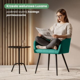 4x Krzesło tapicerowane z przeszyciami kwadratowymi Butelkowa Zieleń LUXANO Czarne nogi
