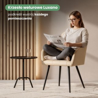 6x Krzesło tapicerowane z przeszyciami kwadratowymi Beżowe LUXANO Czarne nogi