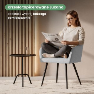 6x Krzesło tapicerowane z przeszyciami kwadratowymi Jasny Szary LUXANO Czarne nogi tkanina Lumos