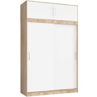 SZAFA PRZESUWNA Z NADSTAWKĄ 150cm CLP SONOMA / BIAŁA MONO