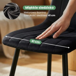 Welurowe krzesło tapicerowane pikowane Czarne LIVO Czarne nogi