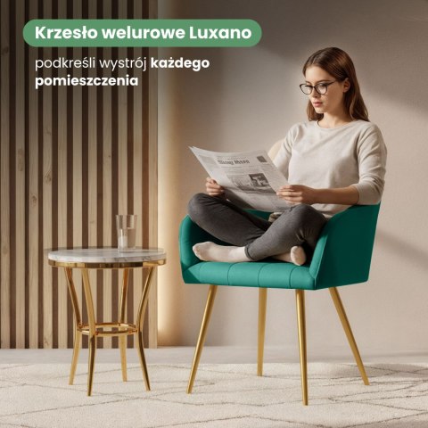 2x Krzesło tapicerowane z przeszyciami kwadratowymi Butelkowa Zieleń LUXANO Złote nogi