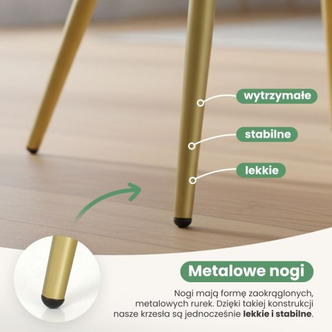 2x Krzesło tapicerowane z przeszyciami kwadratowymi Butelkowa Zieleń LUXANO Złote nogi