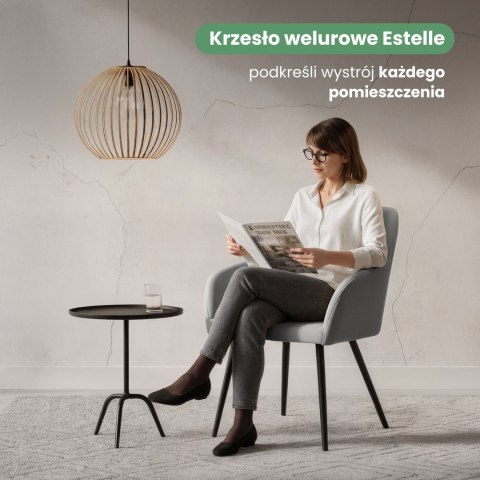 2x Welurowe krzesło tapicerowane gładkie Szare ESTELLE Czarne nogi