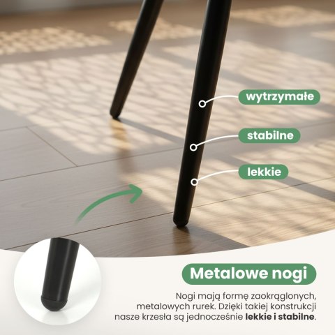 2x Welurowe krzesło tapicerowane gładkie Szare ESTELLE Czarne nogi