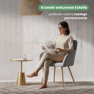 2x Welurowe krzesło tapicerowane gładkie Szare ESTELLE Złote nogi