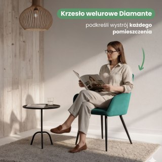 2x Welurowe krzesło tapicerowane pikowane Butelkowa Zieleń DIAMANTE Czarne nogi