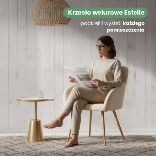 4x Welurowe krzesło tapicerowane gładkie Beżowe ESTELLE Złote nogi