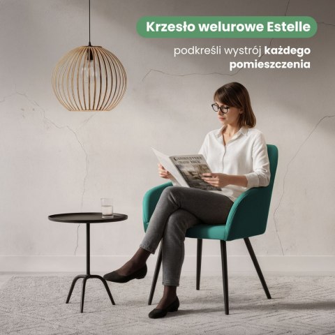 4x Welurowe krzesło tapicerowane gładkie Butelkowa Zieleń ESTELLE Czarne nogi
