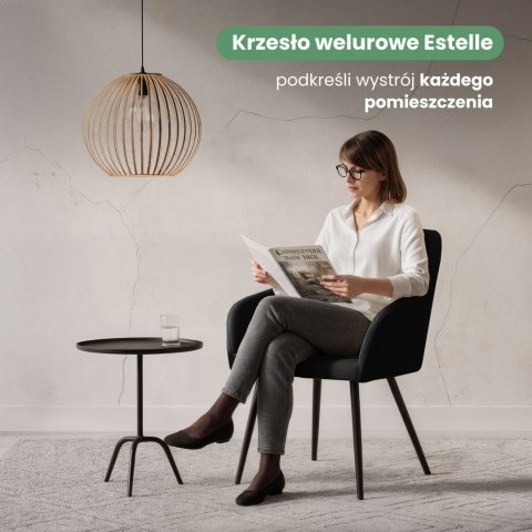 4x Welurowe krzesło tapicerowane gładkie Czarne ESTELLE Czarne nogi