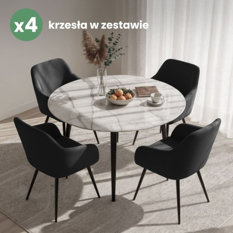 4x Welurowe krzesło tapicerowane gładkie Czarne ESTELLE Czarne nogi