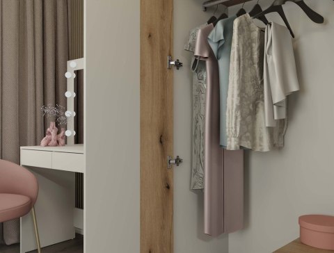SZAFA AVA 150 CM LUSTRO 2 SZUFLADY RYFLOWANY FRONT DĄB EVOKE KASZMIR BEŻ