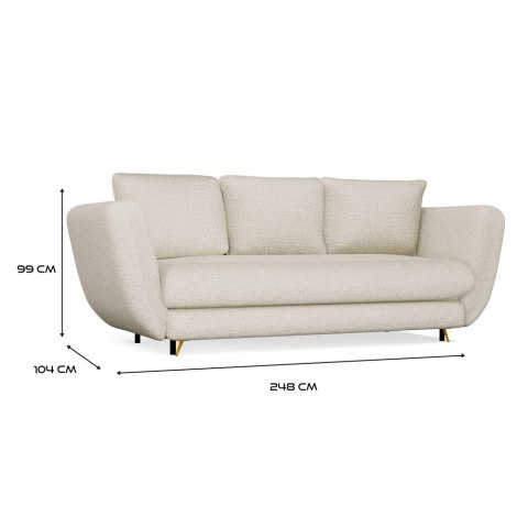 SOFA SARIS BEŻOWY NOGA ZŁOTA