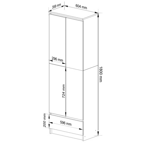 REGAŁ ZAMKNIETY R60 2D 1SZ CLP PK BIAŁY/ BIAŁY POŁYSK