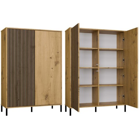 Witryna KAMARO 2DD SLIM/GŁADKI DĄB ARTISAN Lamele Front Ryflowany + Klasyczny