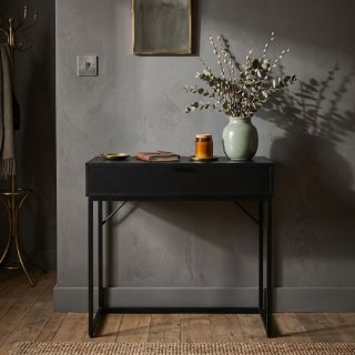 Konsola stolik loftowy MODENA 1 szuflada 80 cm Czarna Czarne nogi