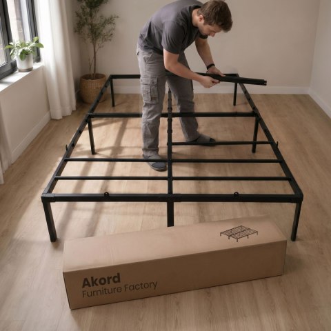 Łóżko Metalowe 120x200 cm Łóżko Gościnne Składane Metalowy Stelaż i Rama Czarne 9 nóżek 20 listew