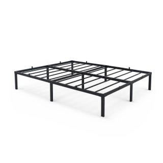 Łóżko Metalowe 140x190 cm Łóżko Gościnne Składane Metalowy Stelaż i Rama Czarne 9 nóżek 20 listew