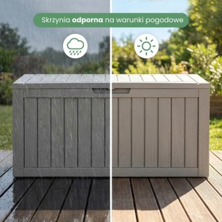 Skrzynia ogrodowa wodoszczelna pojemność 272 litry Szara