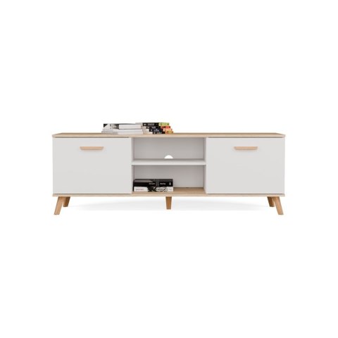 Szafka RTV OLYMPO 150 BIAŁA DĄB ARTISAN 150 CM Stolik Pod TV Telewizor