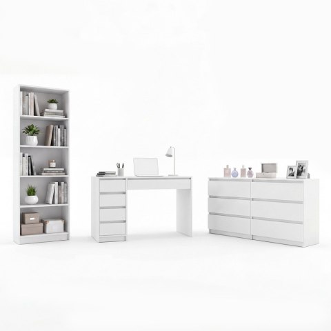 Zestaw Mebli Biurko Arto + Komoda Malwa M6 + Regał R60 BIEL Do Pokoju Biura