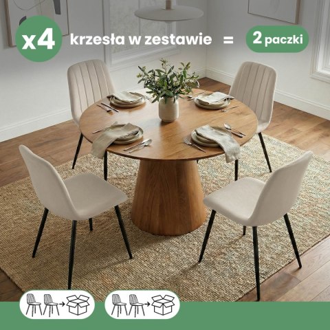 4x Welurowe krzesło tapicerowane pikowane Beżowe LUMO Czarne nogi