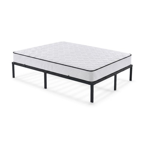 Łóżko Metalowe 120x200 cm z Materacem Łóżko Gościnne Składane Metalowy Stelaż i Rama Czarne 9 nóżek 20 listew