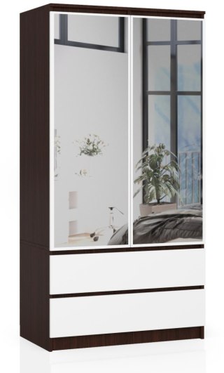 SZAFA S 90 cm 2 DRZWI 2 SZUFLADY 2 LUSTRA PK WENGE / BIAŁA