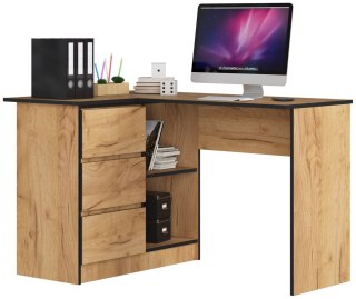 BIURKO NAROŻNE B16 124 cm LEWE 3 SZUFLADY PK DĄB CRAFT